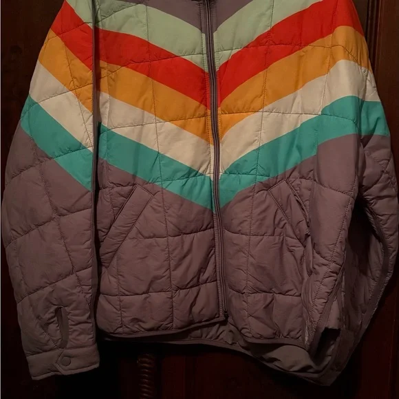 Free People Sun Valley Rainbow Chevron Puffer Jacket - Picture 4 of 6
